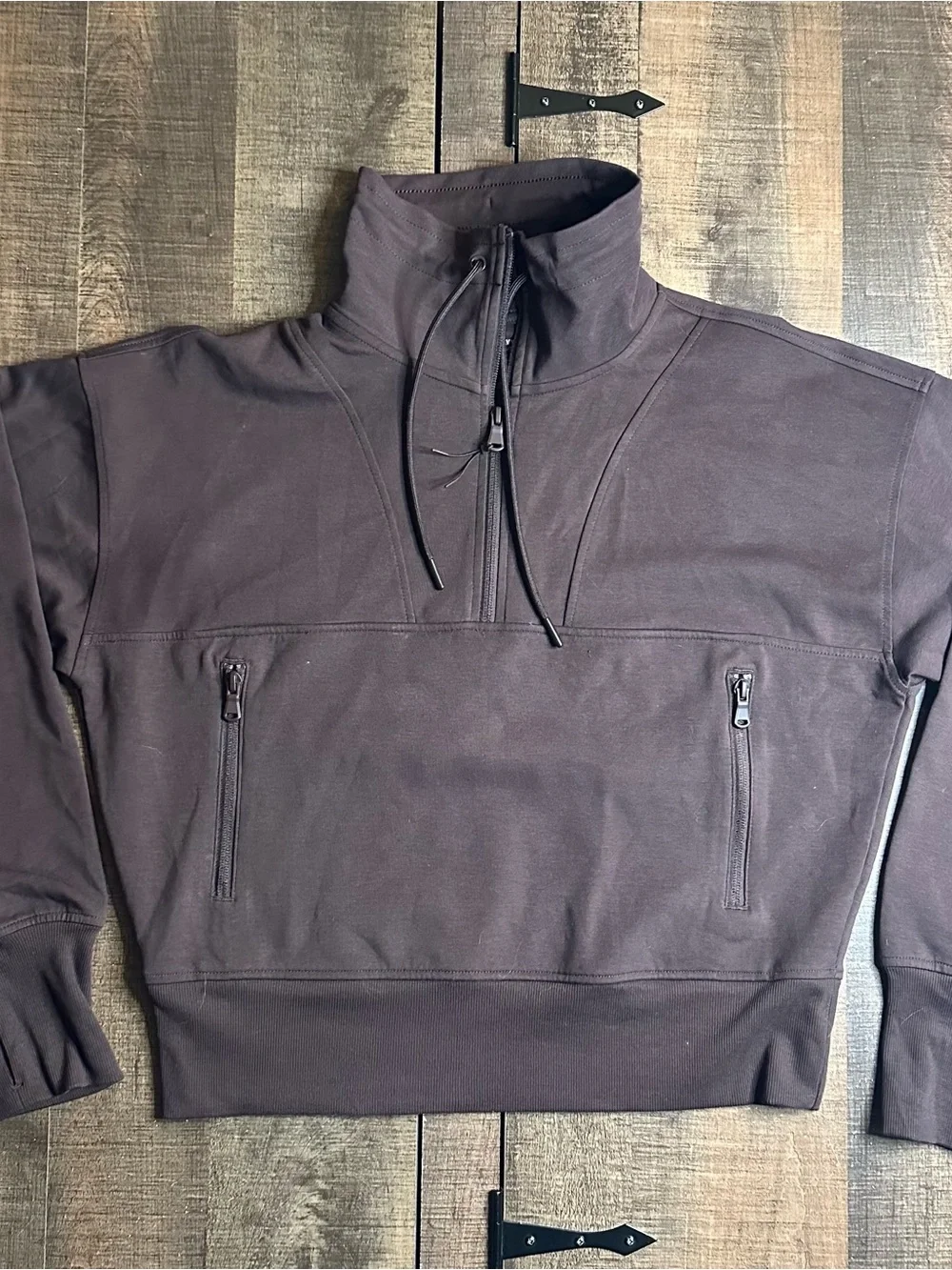 Old Navy Active Women's Medium Brown Quarter Zip Pullover Crop Sweatshirt